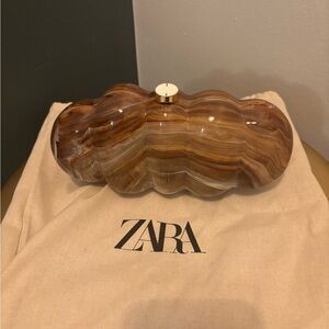 Zara Brown and Cream Sculptural Clutch